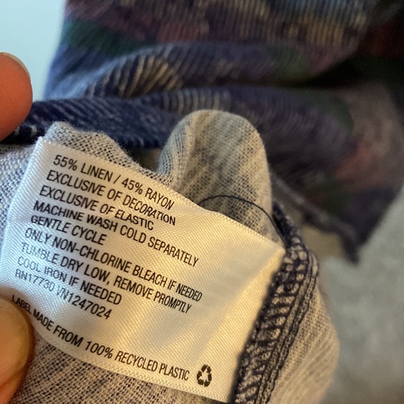 👗 NWT Universal Thread Navy Purple Striped Cross Back Linen Dress sz XS 💜 - Picture 10 of 11